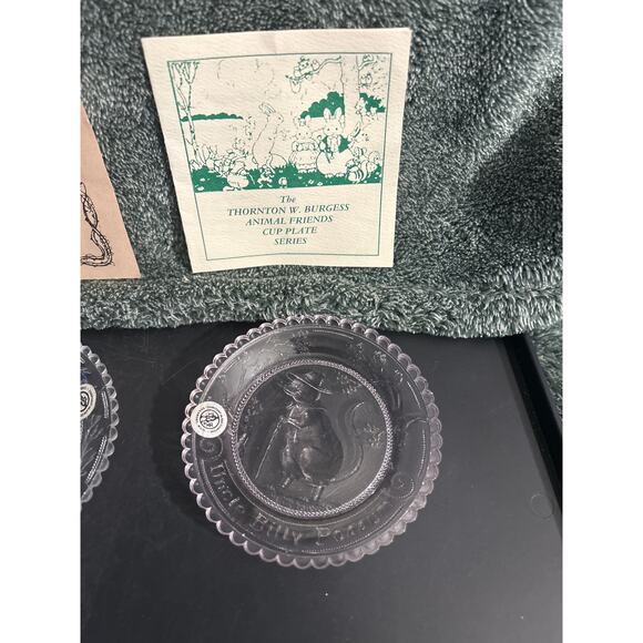 Thornton Burgess Plate Set of 3 Vintage Pairpoint Glass Baby Shower Gift - Picture 15 of 15